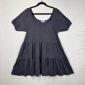 Z Supply Gray Ocean Tiered Slub Short Sleeve Mini Dress Women’s Size Small